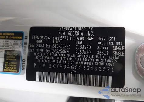 2024 Kia Telluride Ex from USA, damaged, VIN 5XYP34GC0RG493571